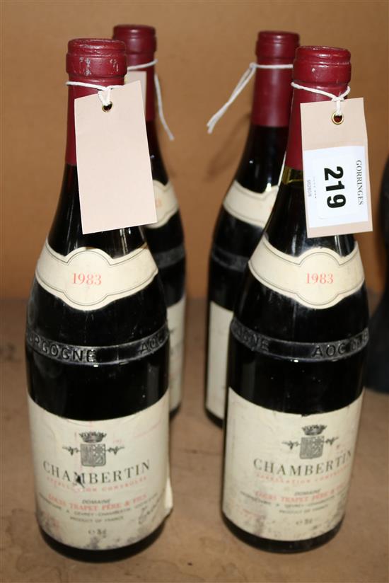 Four bottles of Chambertin Grand Cru 1983, Domaine Louis Trapet;